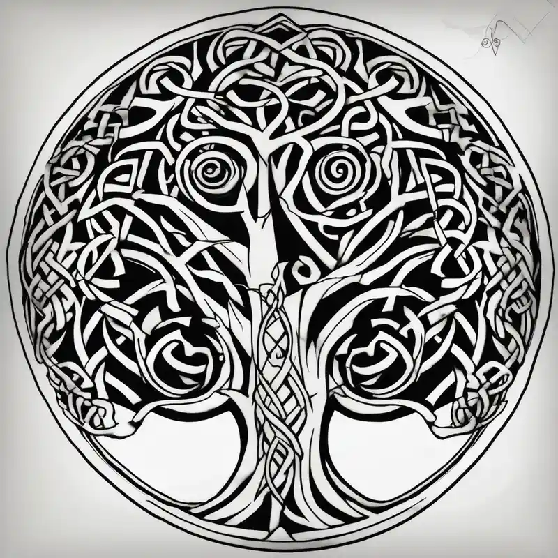 black and white style Ideas de tatuajes irlandeses en 2025 about Irish shoulder tattoo and that is non-religious and has a Celtic tree hello kitty tattoo